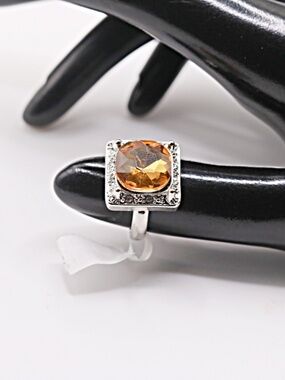 Emerald cut golden canary cocktail ring adjustable Brand New With Tags